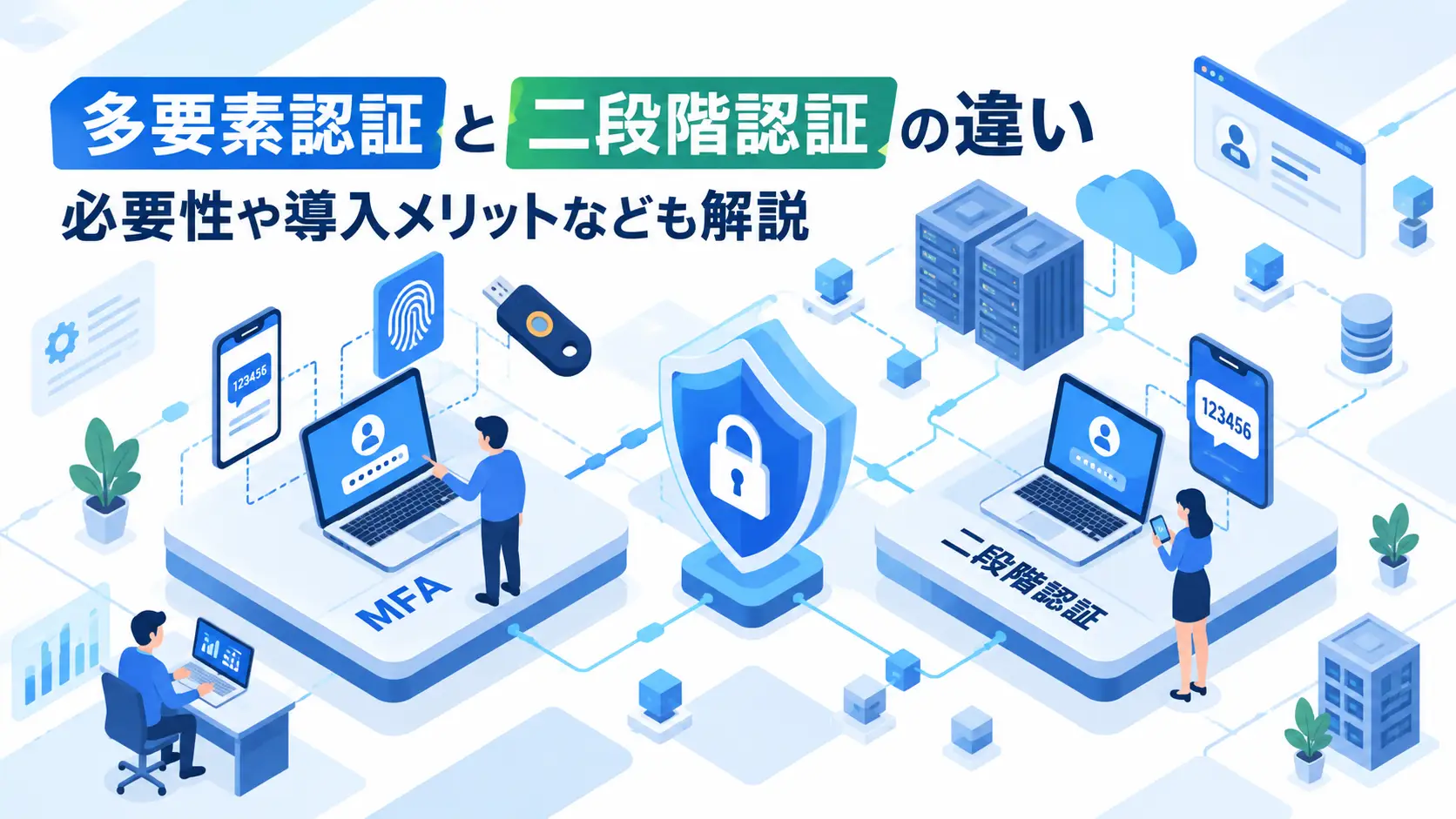 多要素認証と二段階認証の違いについての記事のアイキャッチ画像