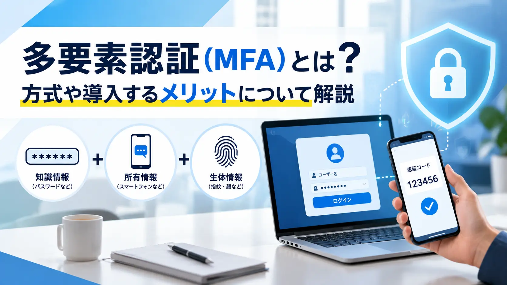 多要素認証とは？方式や導入メリットについての記事のアイキャッチ画像