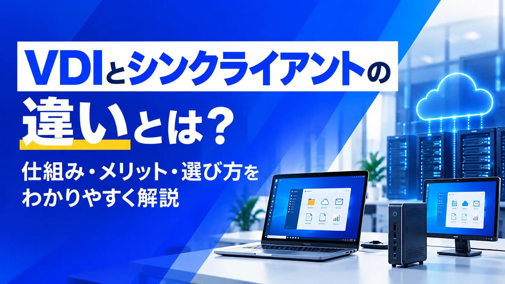 VDIとシンクライアントの違いについての記事のアイキャッチ画像