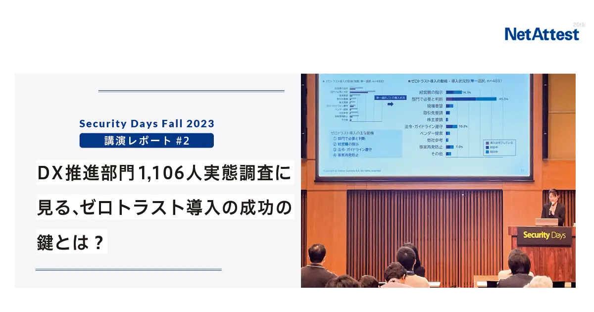 「Security Days fall」講演レポート＃２　DX推進部門1,106人実態調査に見る、ゼロトラスト導入の成功の鍵とは？の画像